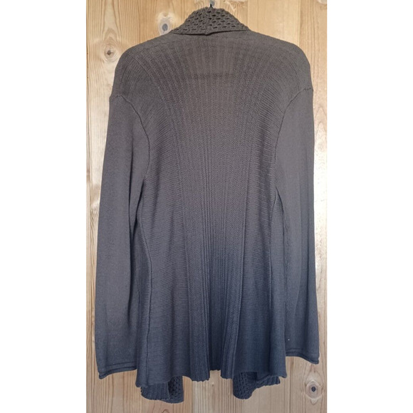 89TH & MADISON Womens Medium Long Cardigan Sweater Brown Open Waffle knit, Warm - Picture 2 of 4